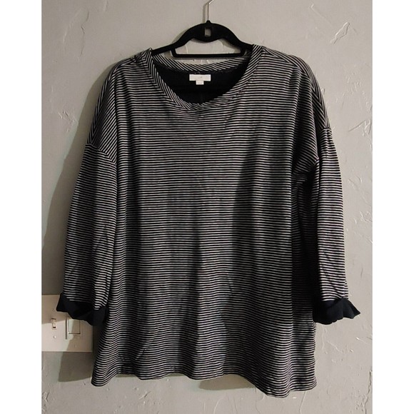 J.jill Tops Women Size L, 3/4  Sleeve, Striped, Blue ,white, Cotton, Rayón,... - Picture 1 of 7